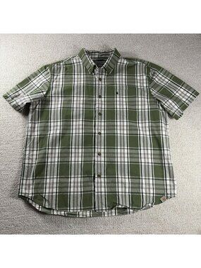 Carhartt Short Sleeve Relaxed Fit Plaid Shirt Green Men’s Size XXL